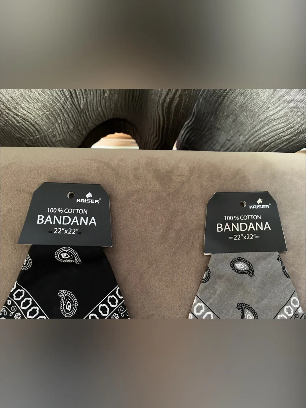 Women’s Bandana-Print Scarf Wraps in Black & Gray by Kaiser